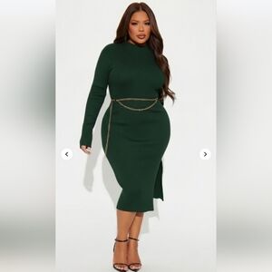 Fashion Nova Lulu Sweater Midi Dress - Hunter Size 1X (NWOT)